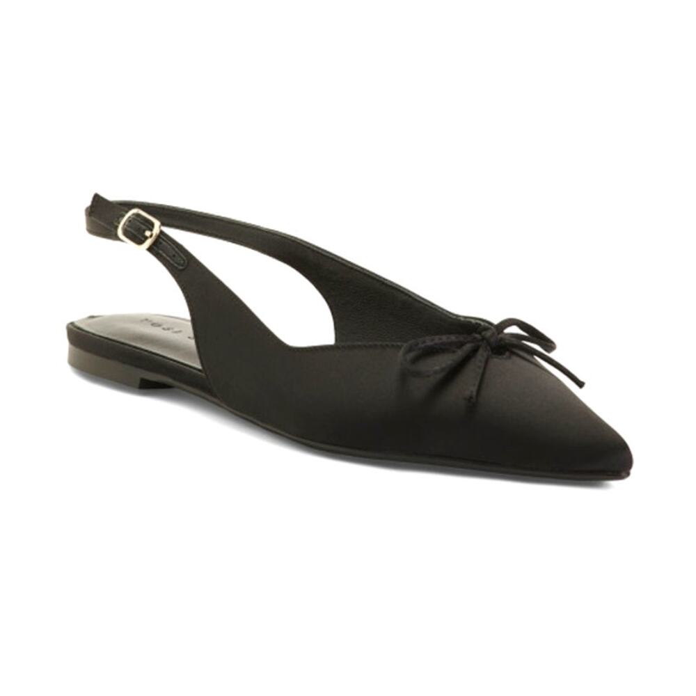 NEW Yosi Samra Belle Slingback Flats in Black Satin Women's 8